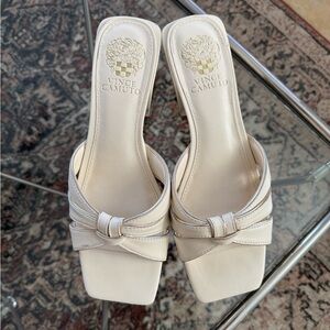 Vince Camuto Cream Knotted Mules